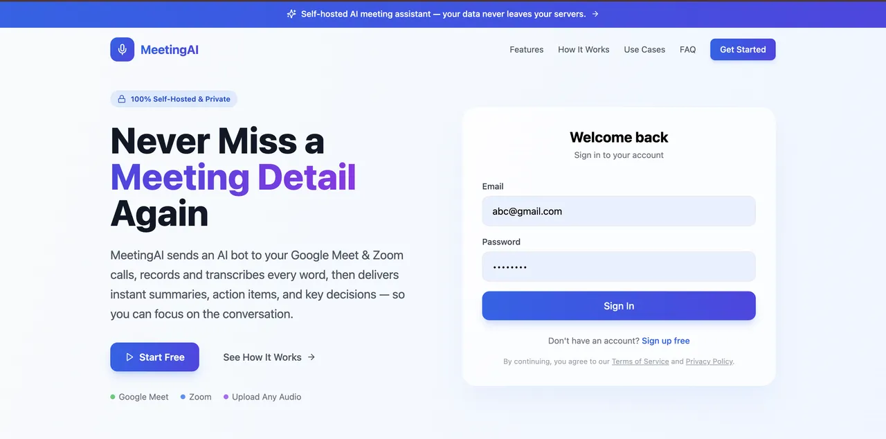 MeetingAI - Never Miss a Meeting Detail