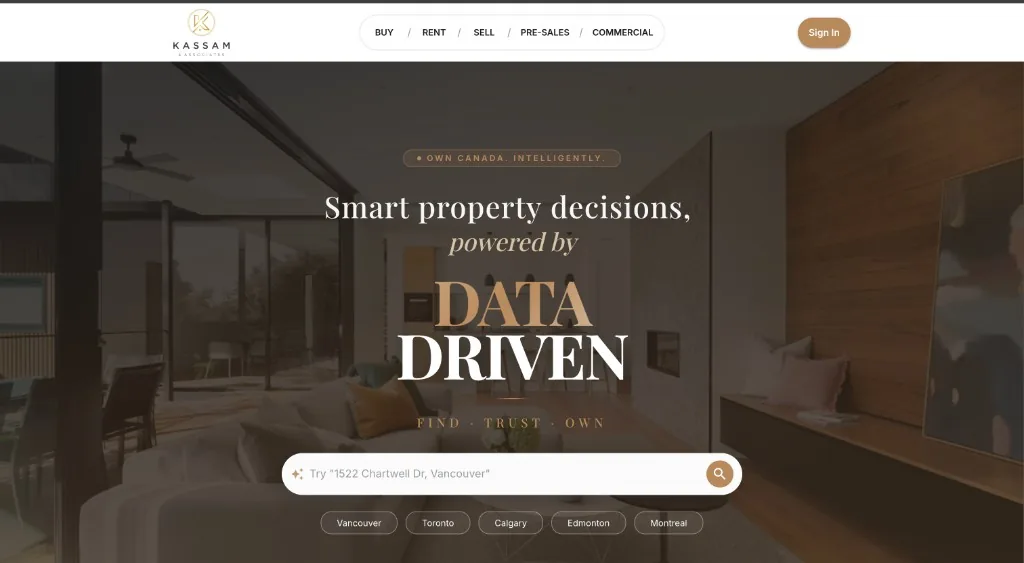 Kassam Associates Canadian real estate marketplace homepage
